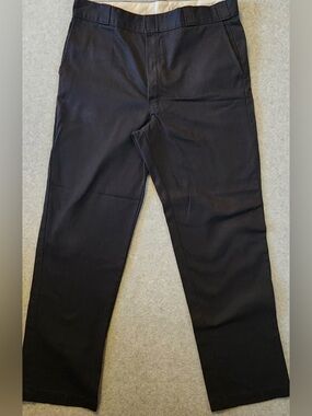 Dickies-Work Pants, 38x34, Navy Blue Plain Front 874 , Straight Leg No Iron